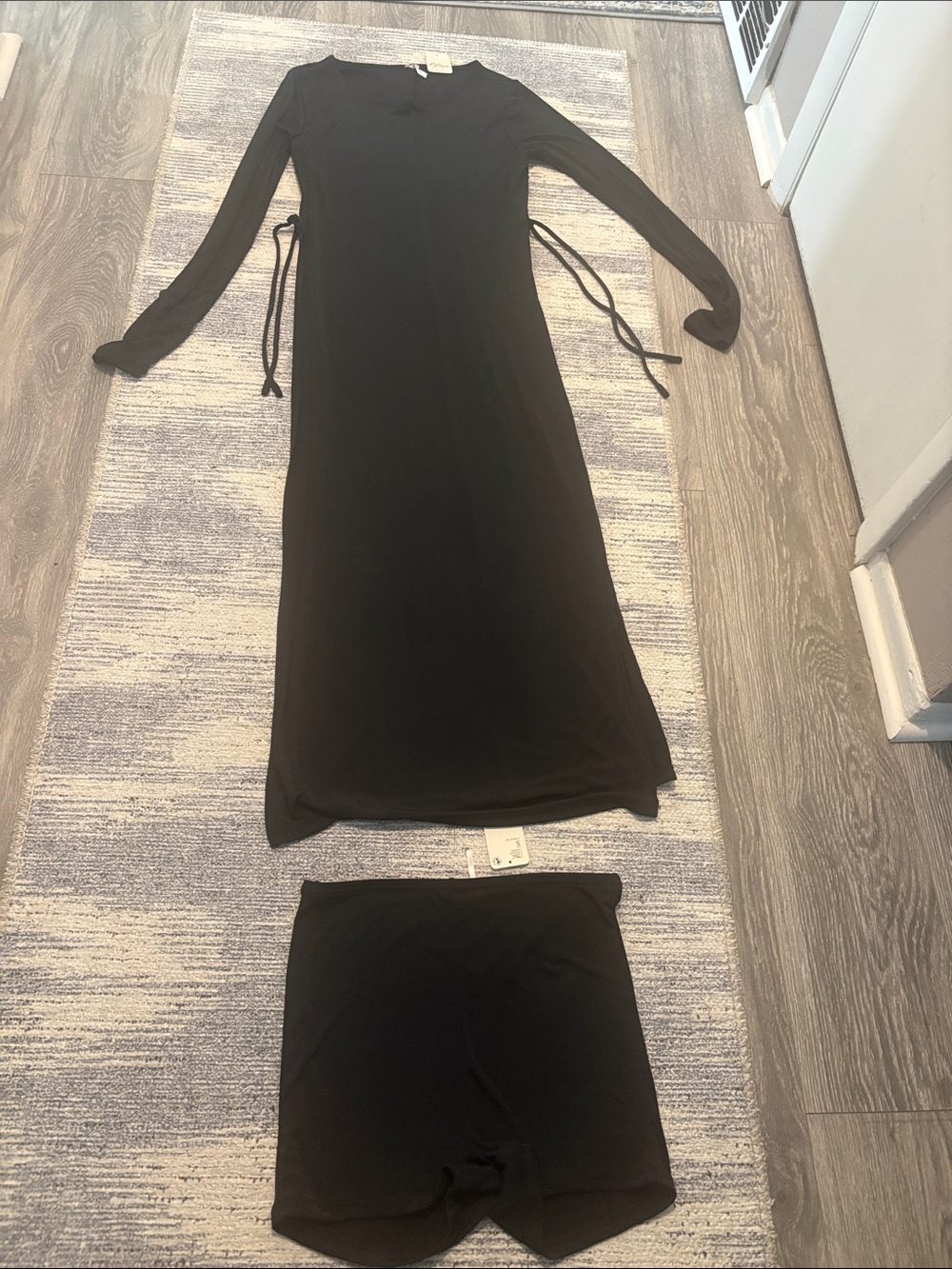 Free people Black Long Sleeve maxi top with Matching Shorts